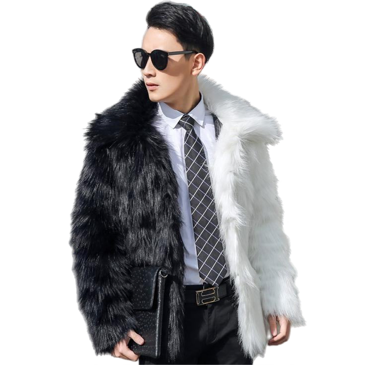 Casaco curto de efeito de pele sintética para homens, moda e temperamento, personalizado para outono e inverno
