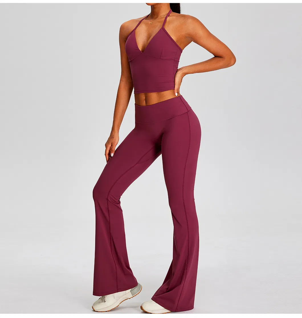 Top de Yoga Cropped com Decote em V e Alto Suporte para Mulheres, com Tecido de Spandex de Quatro Direções para Atividades de Yoga e Logotipo Personalizado