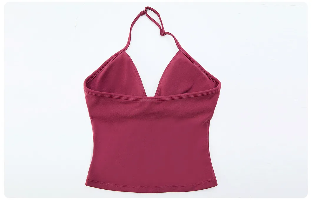 Top de Yoga Cropped com Decote em V e Alto Suporte para Mulheres, com Tecido de Spandex de Quatro Direções para Atividades de Yoga e Logotipo Personalizado