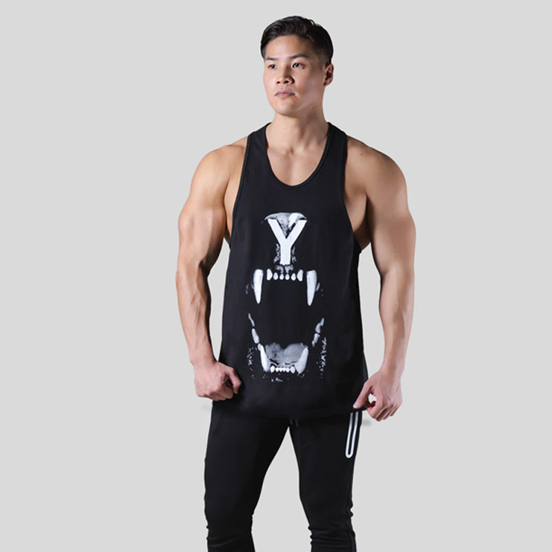 Roupas de treino casuais personalizadas, regata lisa e sólida, com tecnologia de absorção de umidade, para academia e fitness, modelo stringer para homens