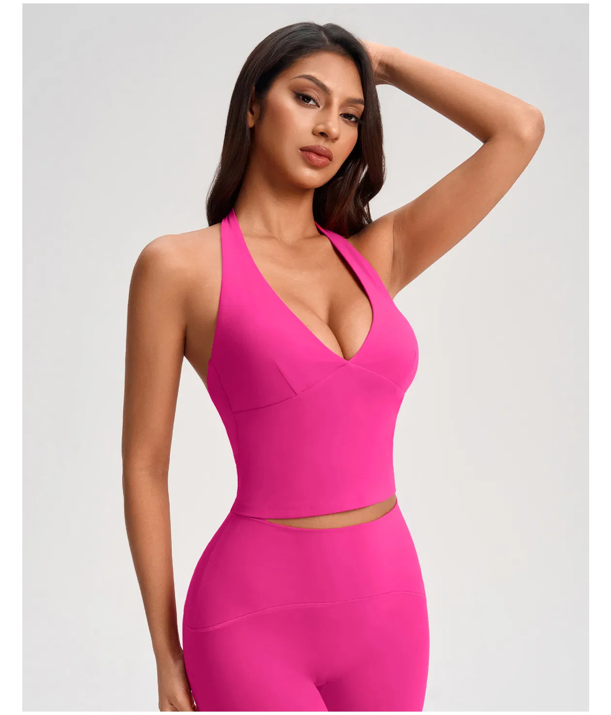 Top de Yoga Sem Costas Sexy para Mulheres - Top Cropped com Decote em V Profundo e Sutiã Embutido, Braço de Fitness para Academia