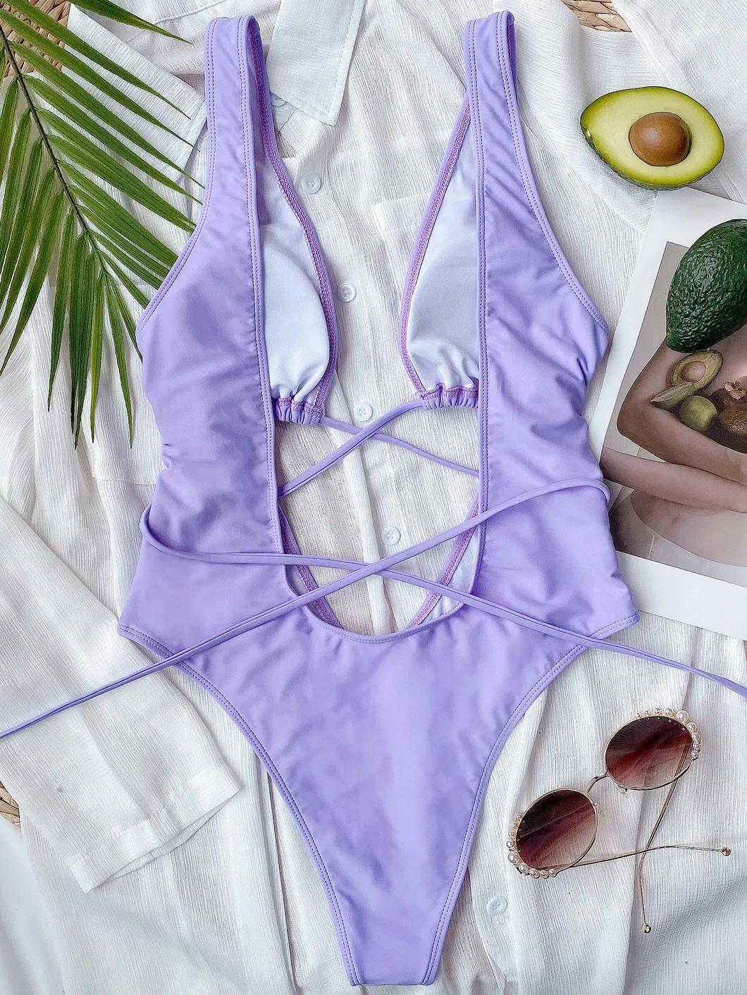 Novo Biquíni Sexy de Uma Peça Multicolorido Secagem Rápida Respirável Biquínis Oco Decote em V Moda Praia Traje de Banho