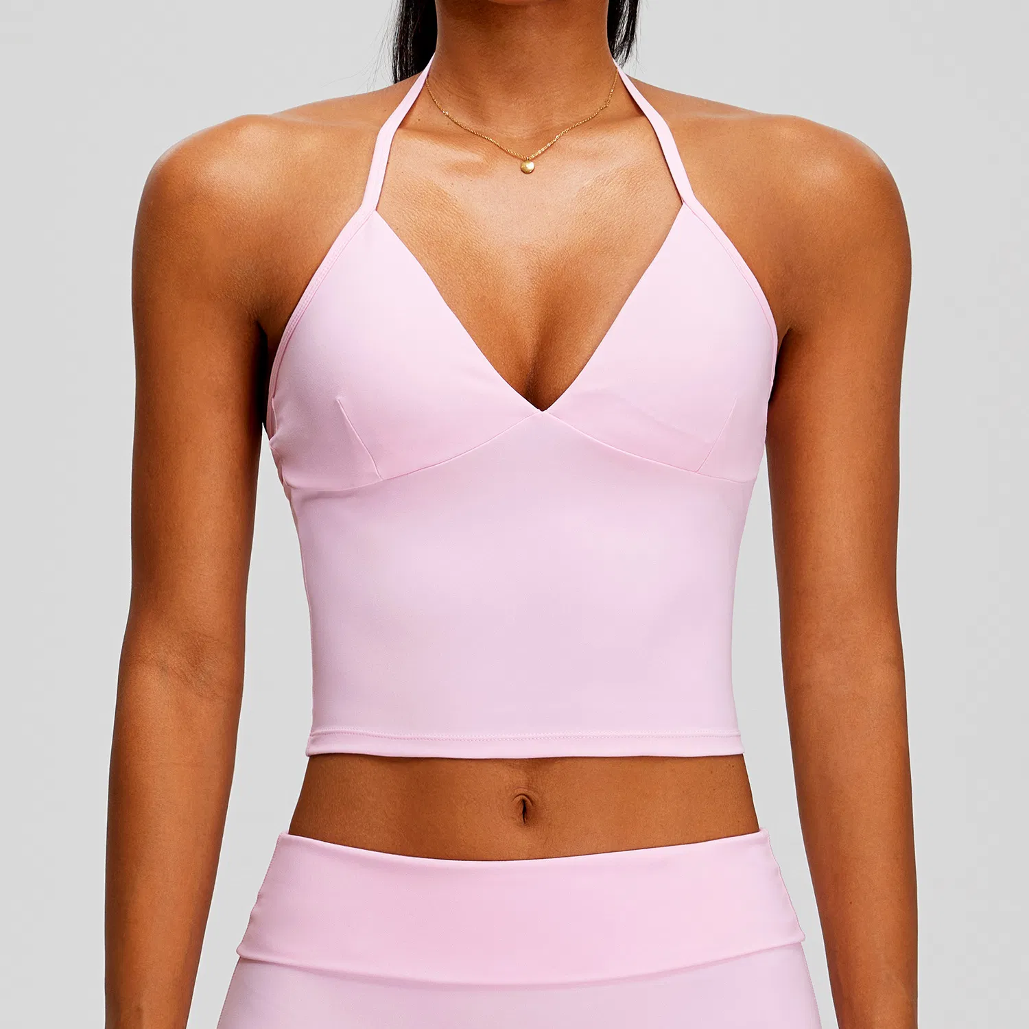 Top de Yoga Cropped com Decote em V e Alto Suporte para Mulheres, com Tecido de Spandex de Quatro Direções para Atividades de Yoga e Logotipo Personalizado