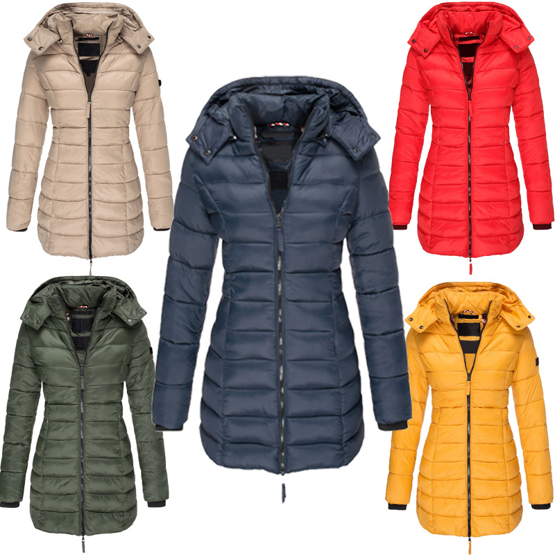 Casaco de Inverno Feminino Puffer com Capuz Jaqueta Leve Quente Roupa Externa