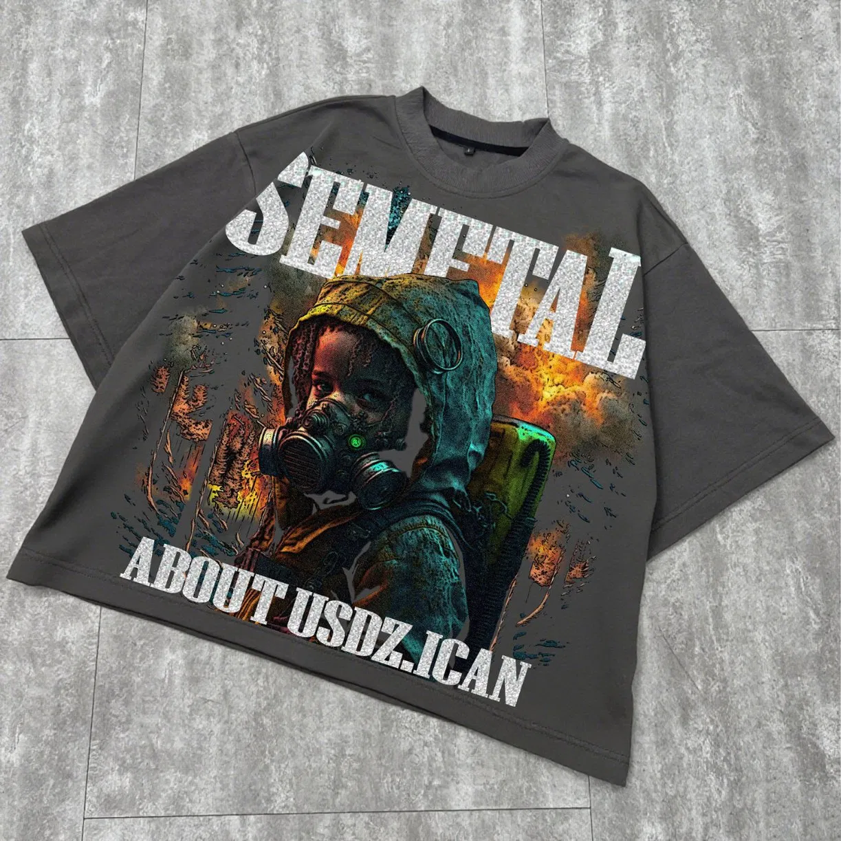 Camiseta de Algodão Oversized com Estampa de Strass para o Verão, Estilo Hip Hop, Moda de Rua, Camiseta Gráfica Personalizada