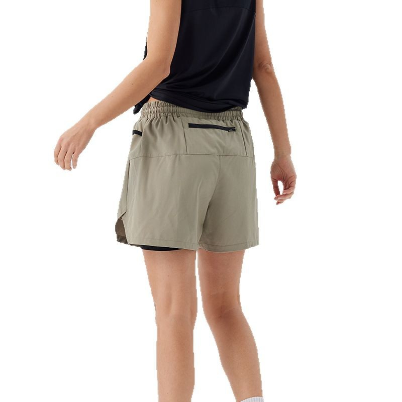 Calças curtas de secagem rápida de verão, dupla camada, anti-luz, com bolsa na cintura, para treinamento de basquete, corrida e uso casual para homens
