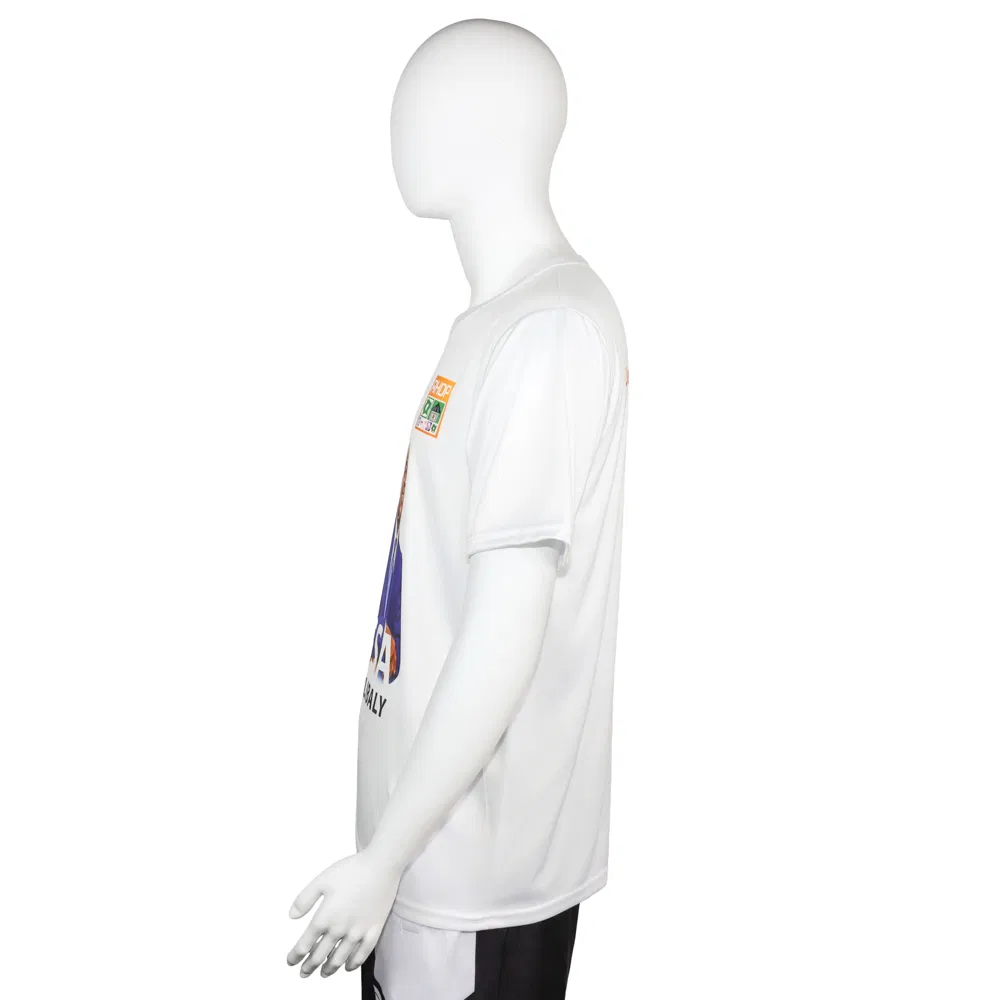Camiseta impressa de poliéster barato para uso em eleições brancas personalizada
