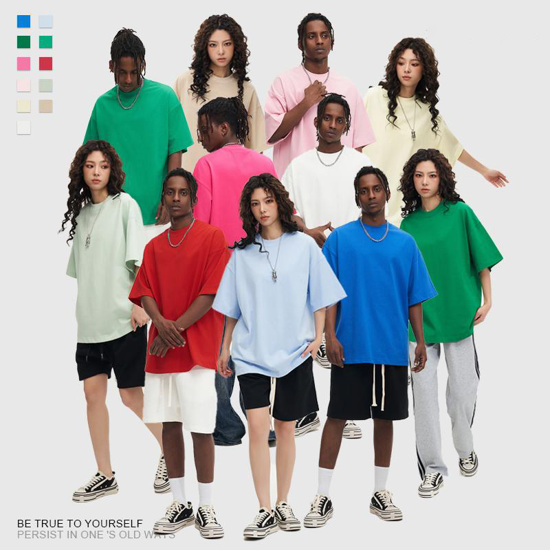 320GSM Camiseta Masculina Oversized Pesada em Algodão 100% Alta Qualidade Unissex Atacado Personalização de Logo Camiseta
