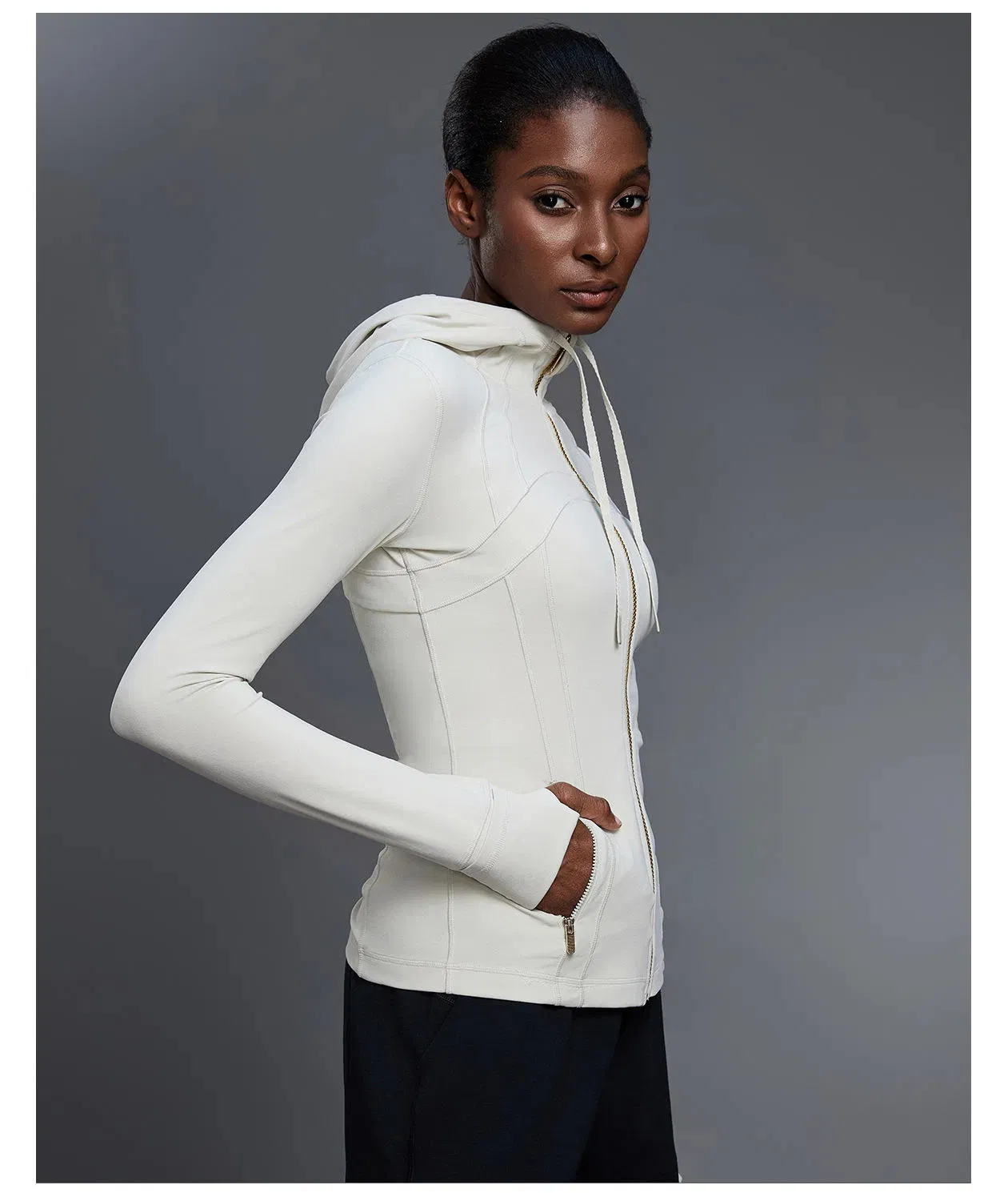 Jaqueta com Capuz Lulu Feminina de Manga Longa, Jaquetas de Moletom, Jaqueta Esportiva com Zíper Completo, Leve, Jaqueta de Treino para Corrida, Top Slim Fit para Yoga com Capuz