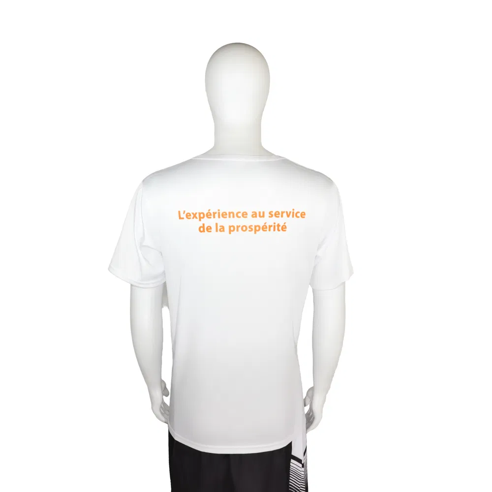 Camiseta impressa de poliéster barato para uso em eleições brancas personalizada