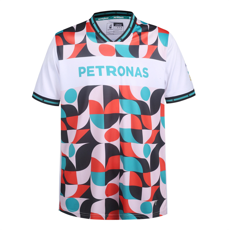 Camiseta masculina personalizada de poliéster reciclado RPET unissex, impressão total por sublimação, seca rápida, macia e adequada para o trabalho esportivo no verão