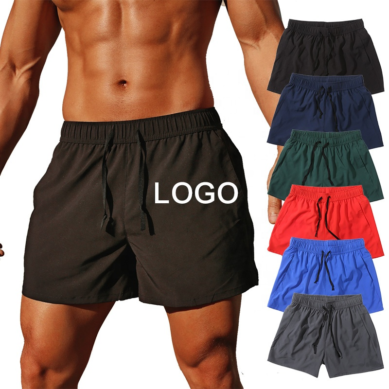 Shorts de Treino de Poliéster Personalizados com Bolso para Exercícios, Corrida, Musculação, Vintage, Academia, Esportes, Casual, Fitness para Homens