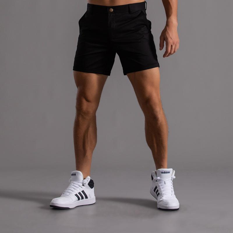 Calções de Desporto Sexy Músculos Corrida Treino Respirável Fitness Calções Praia Algodão Botão Bolsos Calções