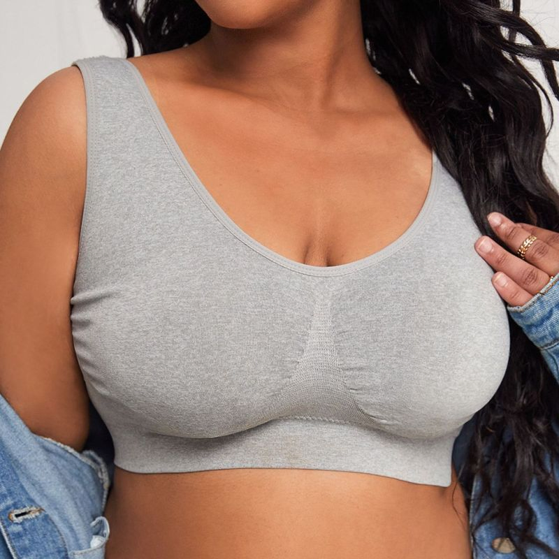 Sutiã esportivo feminino sem costura em cinza mescla, plus size, muito vendido