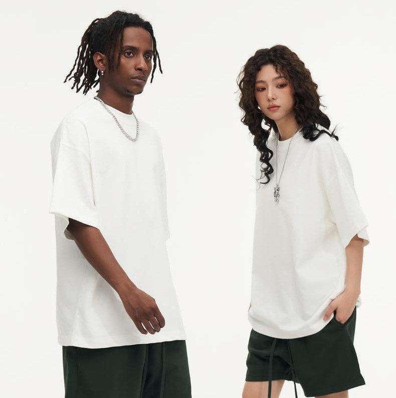320GSM Camiseta Masculina Oversized Pesada em Algodão 100% Alta Qualidade Unissex Atacado Personalização de Logo Camiseta