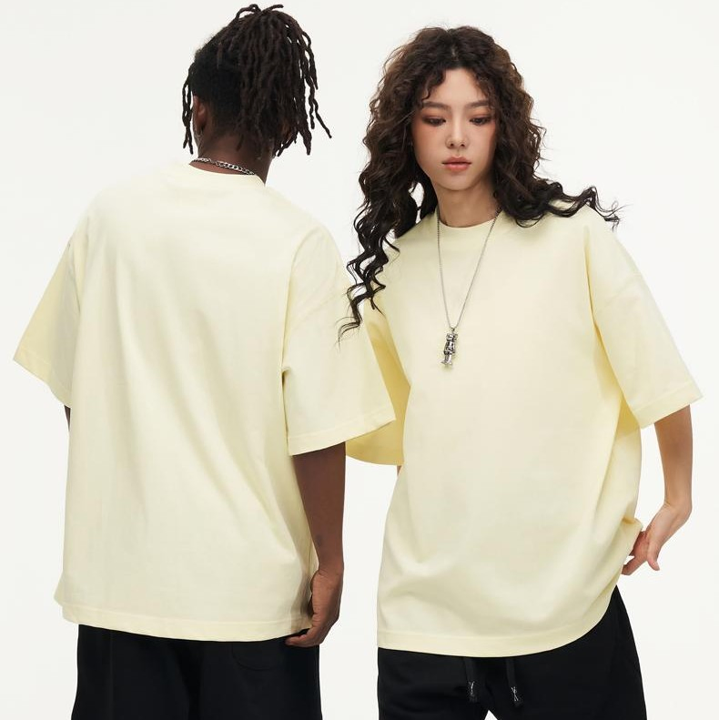 320GSM Camiseta Masculina Oversized Pesada em Algodão 100% Alta Qualidade Unissex Atacado Personalização de Logo Camiseta