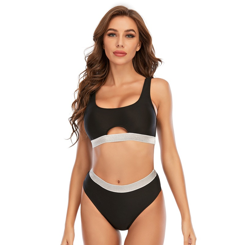 Novo Moda Praia Sólido Laço Biquíni Sexy Mulheres Dividido Roupa de Banho