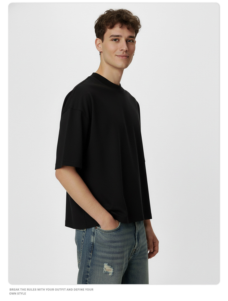 Camiseta esportiva básica de algodão de manga curta, corte boxy, alta qualidade, personalizada, para uso diário casual