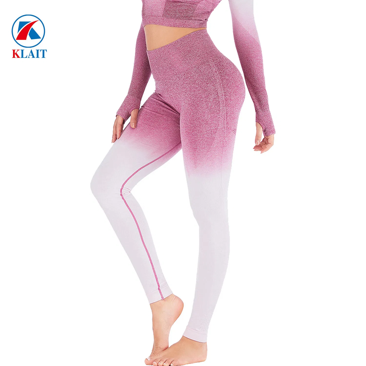 Calças Ombre de Cintura Alta Sem Costura para Treino, Ginásio, com Efeito de Bumbum e Gradiente para Yoga