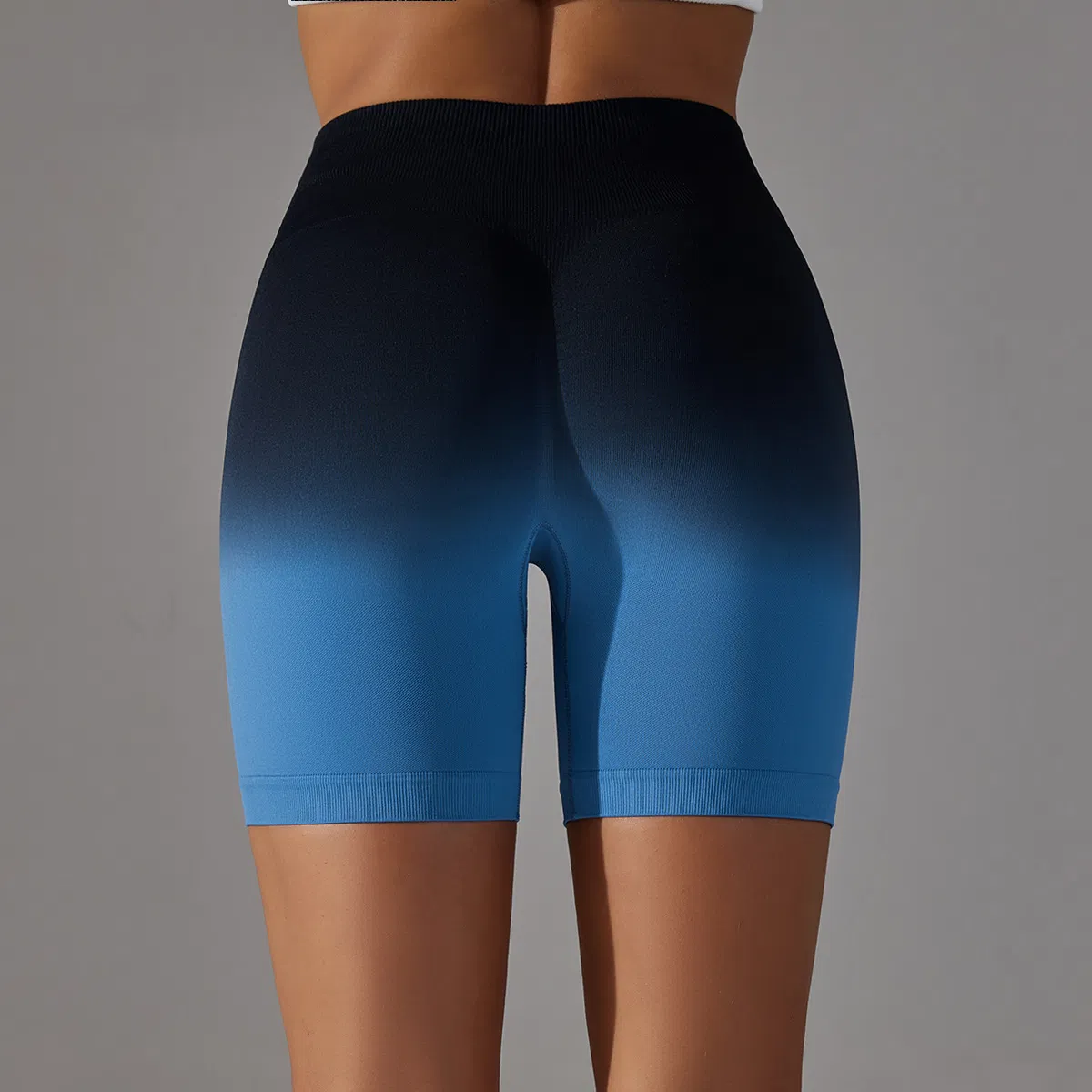 Shorts de Yoga Sem Costura Personalizados em Gradiente de Doces, Justos para Treinamento, Cintura Alta, Shorts Três Quartos para Corrida, Fitness e Yoga