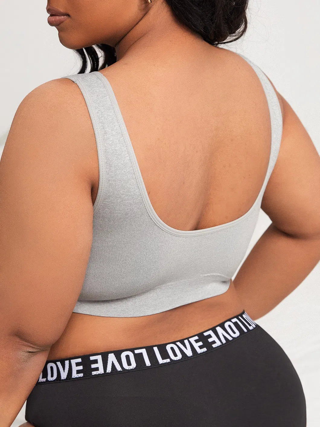 Sutiã esportivo feminino sem costura em cinza mescla, plus size, muito vendido