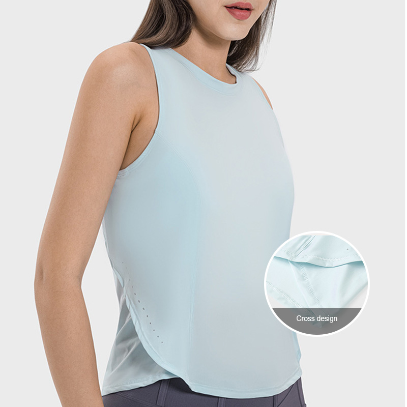 Camisas de treino personalizadas com logo, tecido que absorve a umidade, costura baggy, blusa respirável com alças cruzadas para esportes, academia, yoga