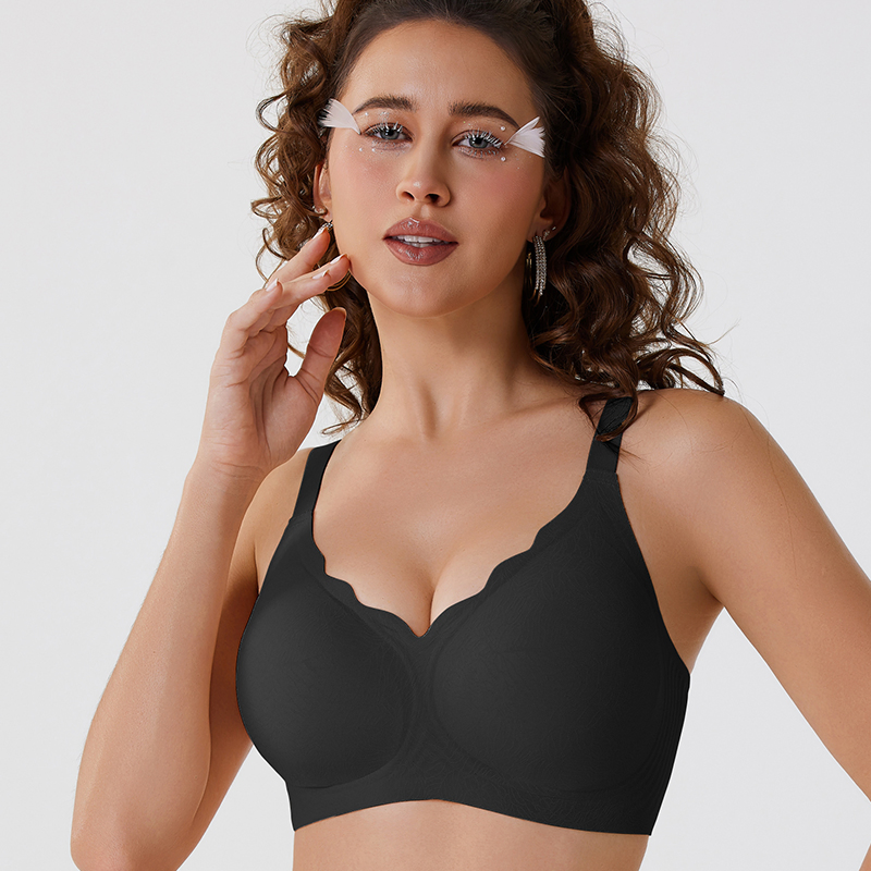 Amazon Vendas Quentes ODM/OEM Sutiã Sem Fio Confortável com Suporte Push up Francês Padded Sexy Esportivo Sem Costura para Mulheres