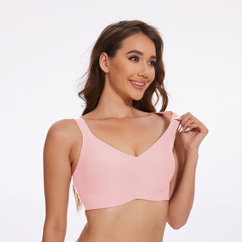 Sutiã esportivo sexy sem costura com copo cheio, sem fio, plus size, acolchoado, de grande suporte, com personalização de logotipo para mulheres