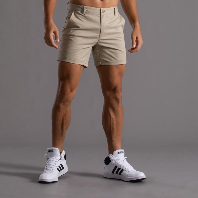 Calções de Desporto Sexy Músculos Corrida Treino Respirável Fitness Calções Praia Algodão Botão Bolsos Calções