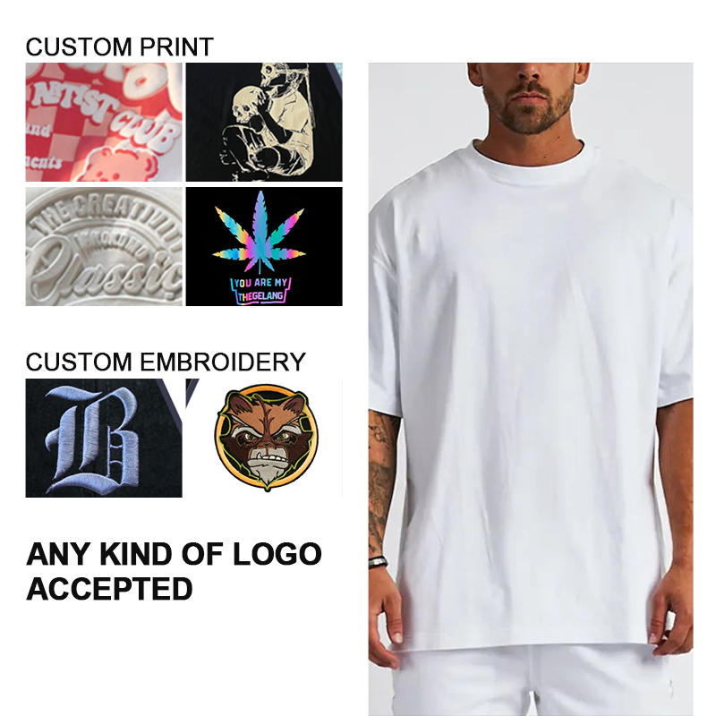 Camiseta Promocional Respirável de Atacado 100% de Algodão 180GSM Lisa Personalizada com Ombro Caído, Camiseta Branca Oversize de Manga Curta em Cor Sólida