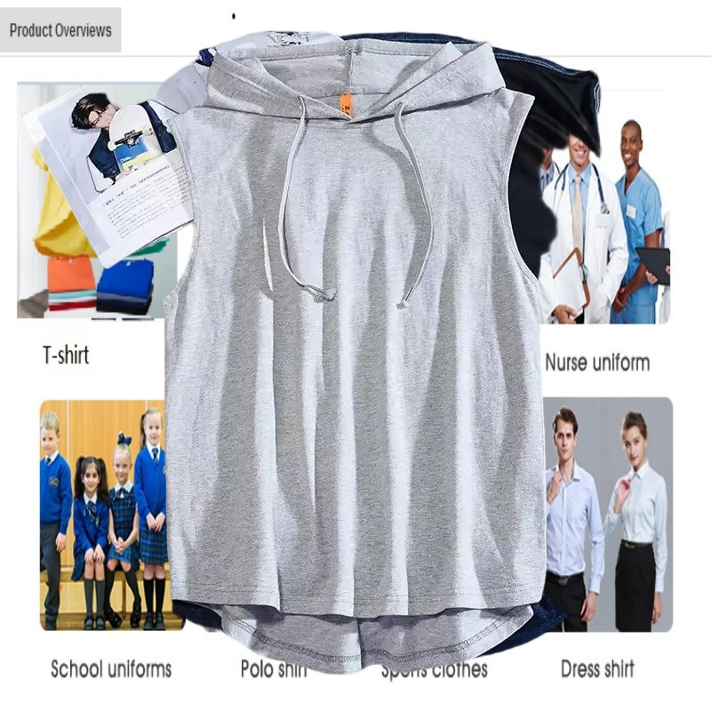 Camisetas sem mangas de corrida para homens em algodão, camisas atléticas de treino com capuz, camisetas ativas secas com capuz e cordão