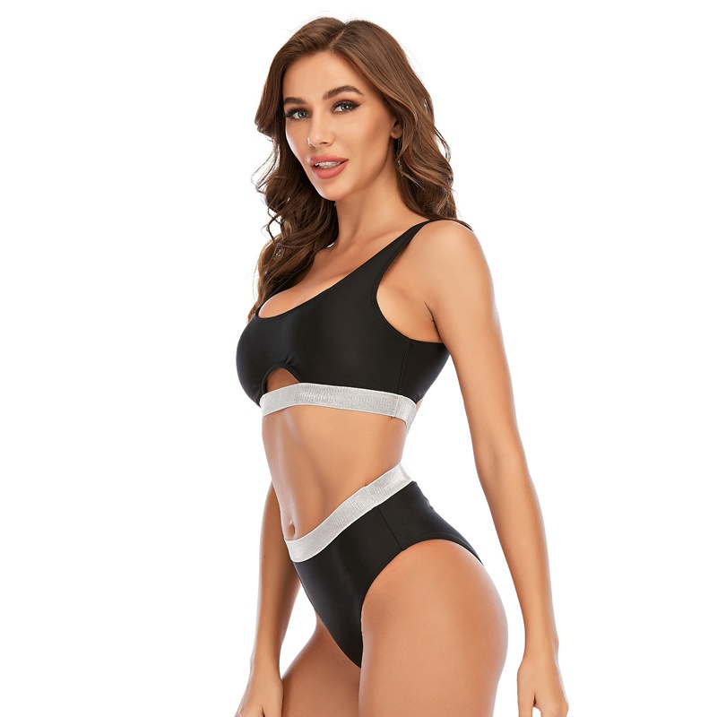 Novo Moda Praia Sólido Laço Biquíni Sexy Mulheres Dividido Roupa de Banho
