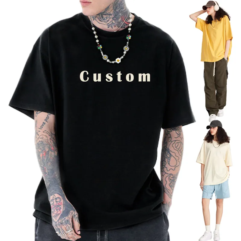 260g Pesado 100 Algodão Atacado Branco Alta Qualidade Personalizado Essencial DTG Camiseta Básica Personalizada Unissex Oversized Com Ombros Caídos Camiseta Masculina Impressão