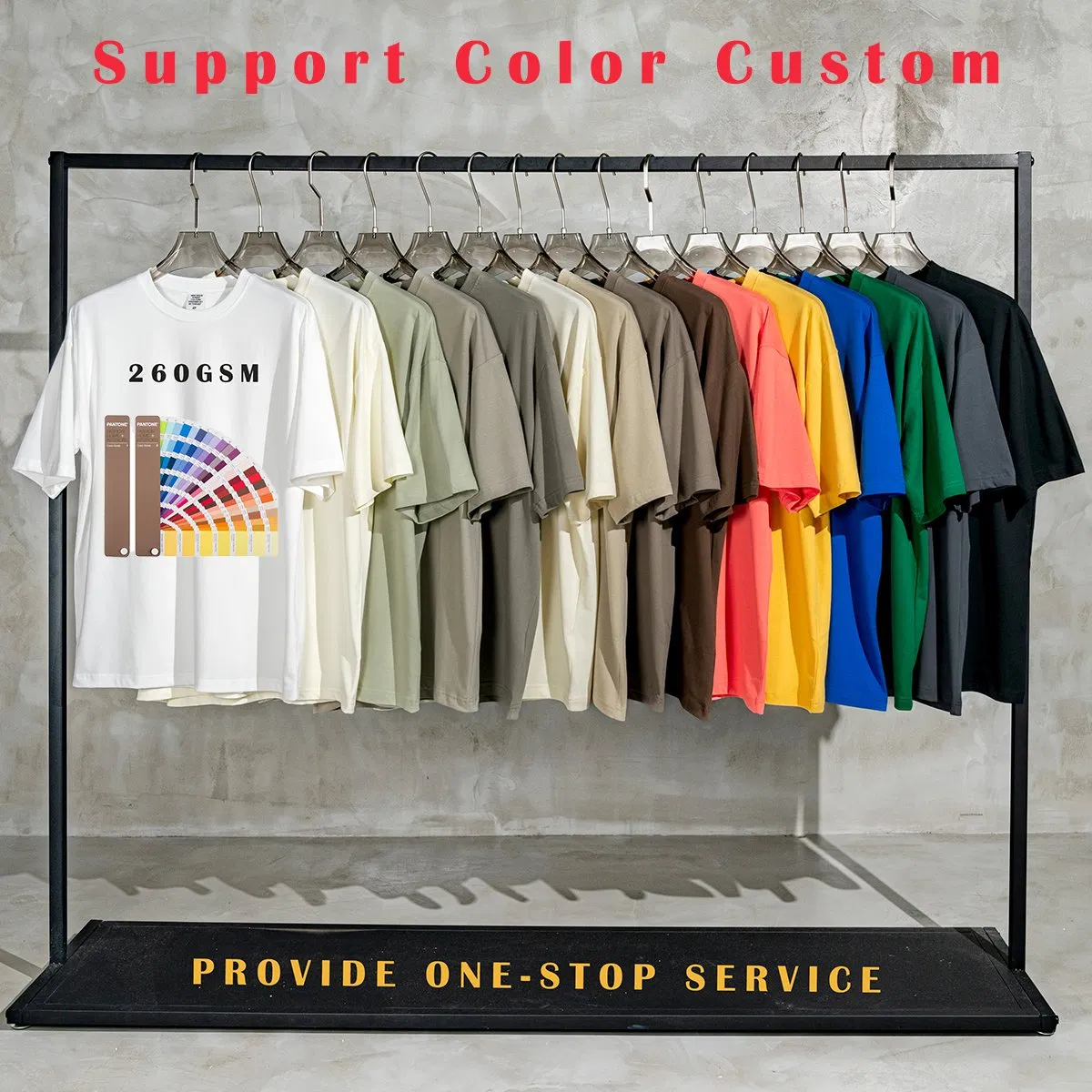 260g Pesado 100 Algodão Atacado Branco Alta Qualidade Personalizado Essencial DTG Camiseta Básica Personalizada Unissex Oversized Com Ombros Caídos Camiseta Masculina Impressão