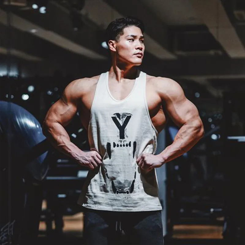 Roupas de treino casuais personalizadas, regata lisa e sólida, com tecnologia de absorção de umidade, para academia e fitness, modelo stringer para homens
