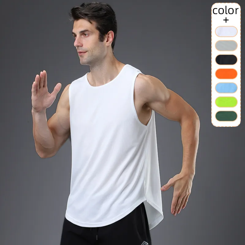 Colete Masculino de Corrida em Poliéster de Alta Qualidade para Academia, Camiseta Sem Mangas de Secagem Rápida para Treino Atlético