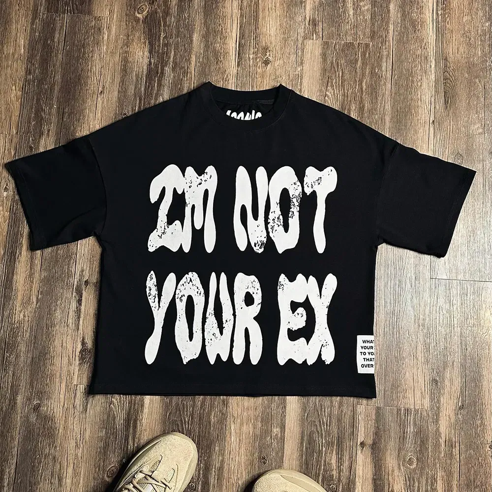 Camiseta Masculina de Algodão de Manga Curta com Gola Redonda Estilo Verão Estampada em DTG Pesada e Boxy Casual 3D