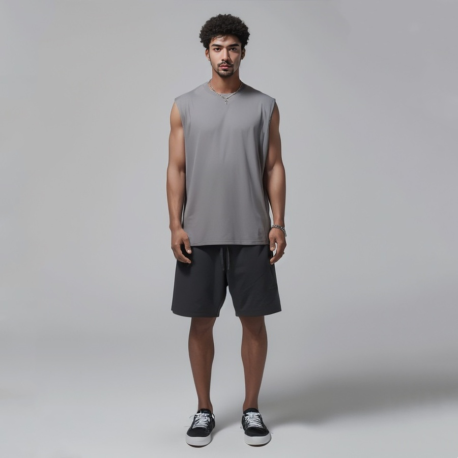 Colete Casual Masculino Roupas de Verão para Academia Regatas Sem Mangas Respirável