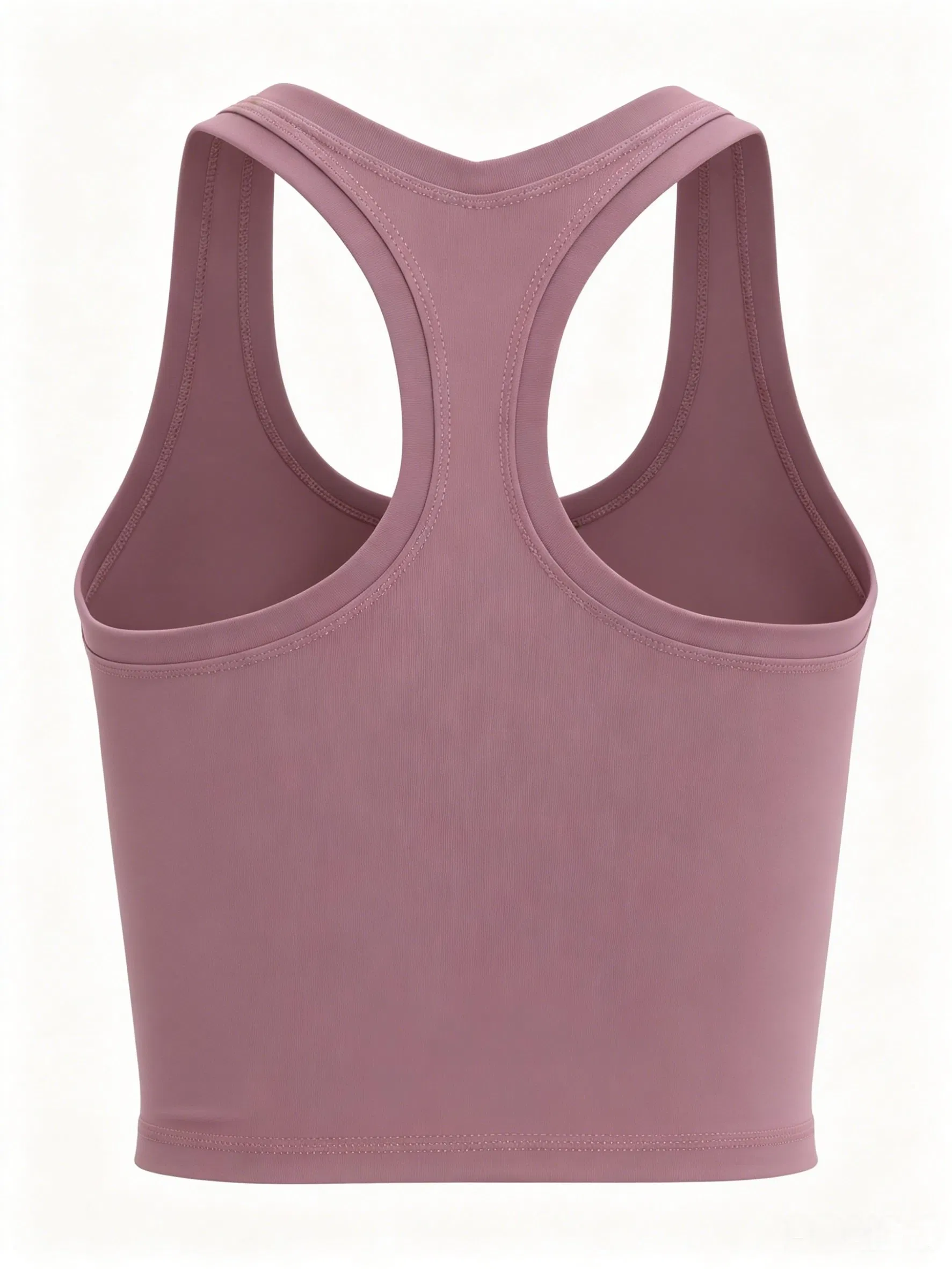 Top de treino cropped para yoga e academia, com suporte embutido, feito de nylon e spandex, com alças racerback