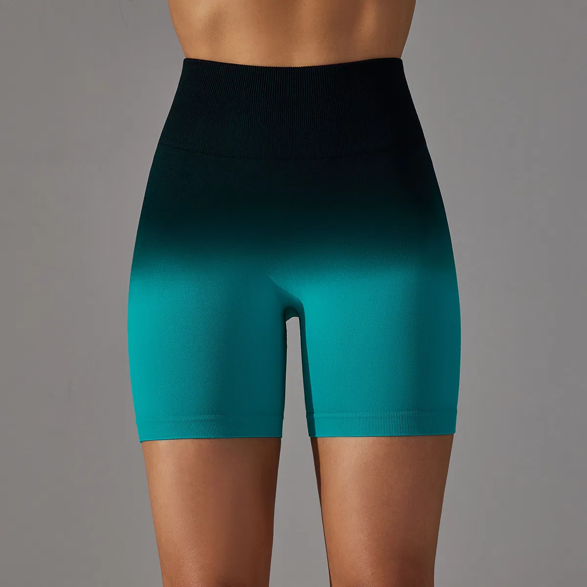 Shorts de Yoga Sem Costura Personalizados em Gradiente de Doces, Justos para Treinamento, Cintura Alta, Shorts Três Quartos para Corrida, Fitness e Yoga
