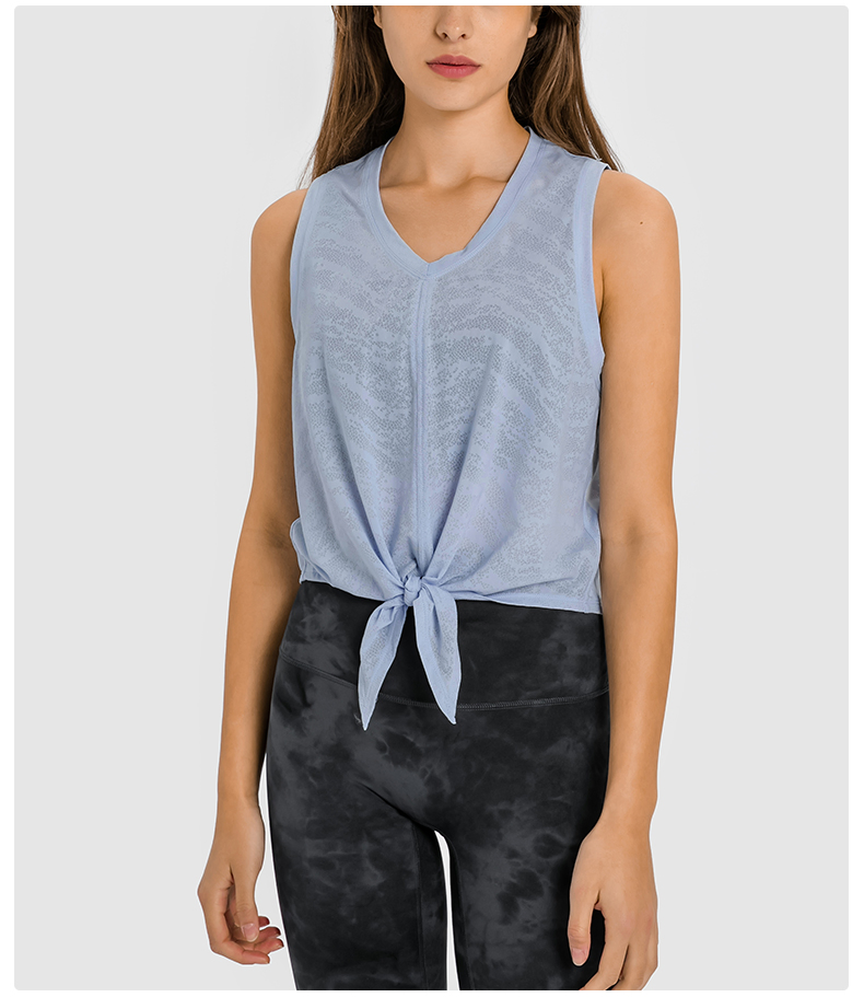 Top de treino feminino com design novo, alça frontal, tecido jacquard respirável e atacado