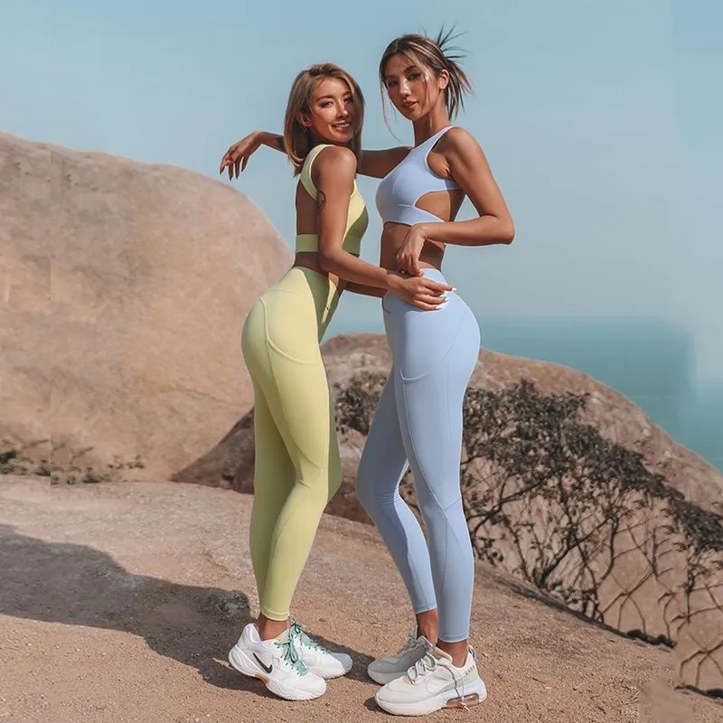 Conjuntos de Fitness para Mulheres com Design Original, Roupas de Yoga, Leggings Respiráveis e à Prova de Agachamento