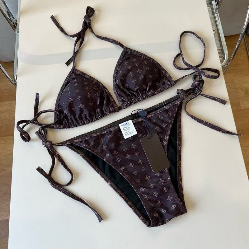 Novo Biquíni Triângulo Estampado de Leopardo Biquíni Sexy em Duas Peças