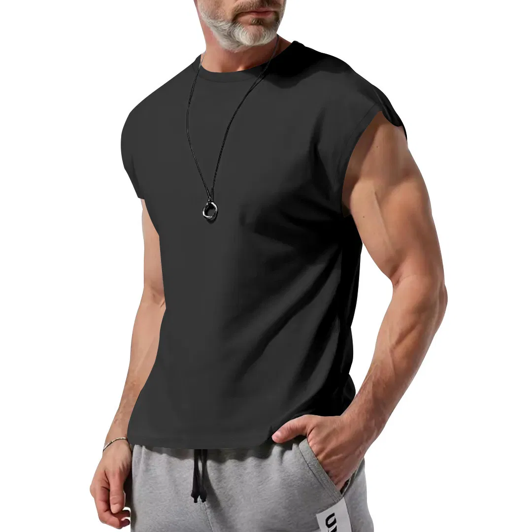Camiseta Regata Masculina Personalizada Oversize Leve Casual Treino Academia Sem Mangas Ombro Cortado Camiseta de Musculação com Gola Careca