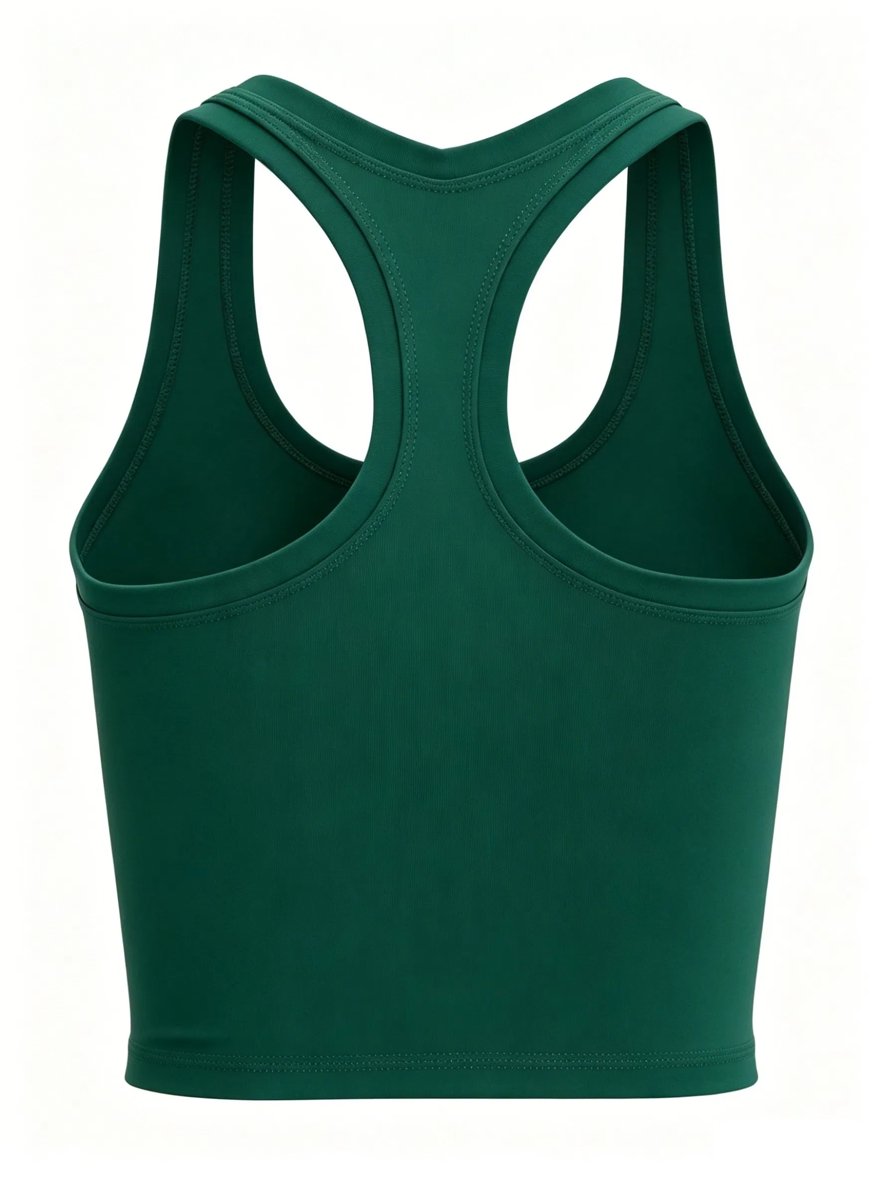 Top de treino cropped para yoga e academia, com suporte embutido, feito de nylon e spandex, com alças racerback