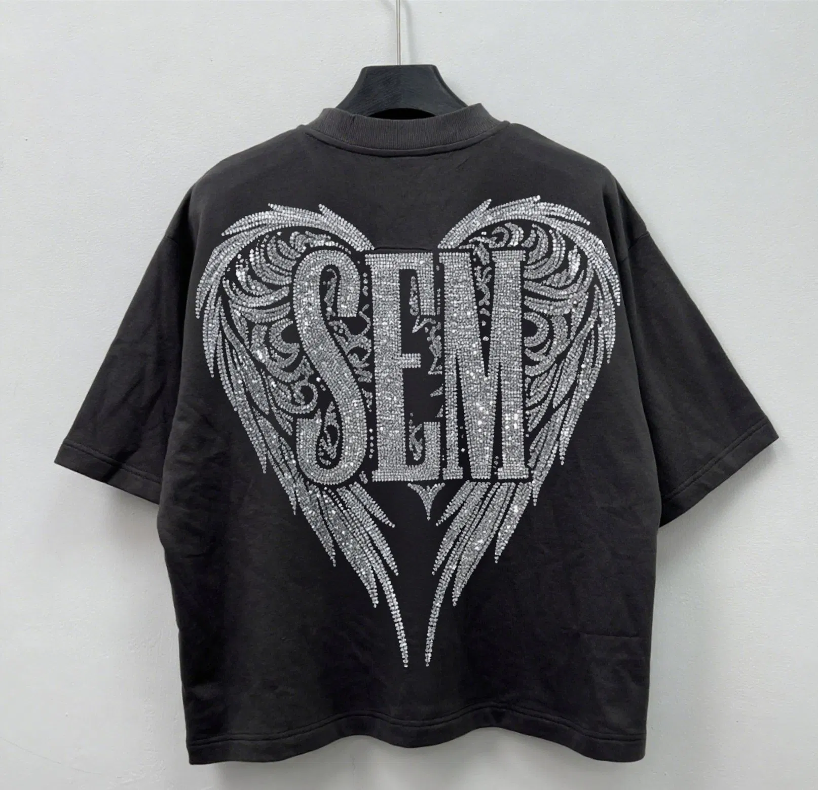Camiseta de Algodão Oversized com Estampa de Strass para o Verão, Estilo Hip Hop, Moda de Rua, Camiseta Gráfica Personalizada