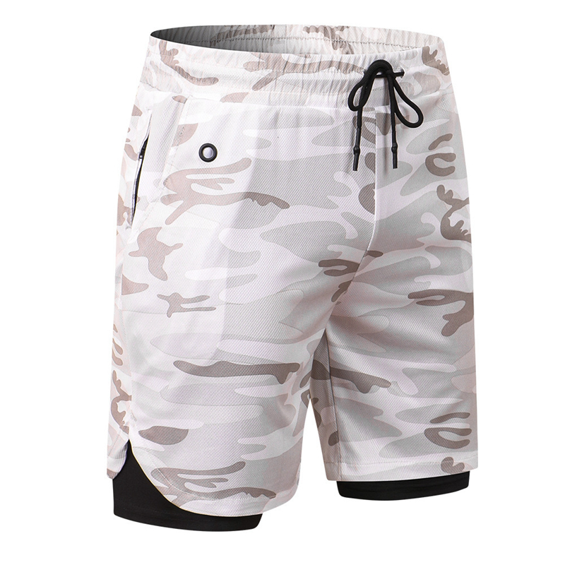 Calças de Golfe de Dupla Camada Masculinas com Cordão 2 em 1 Calças de Treino para Academia e Corrida de Verão com Bolsos Chino de Twill