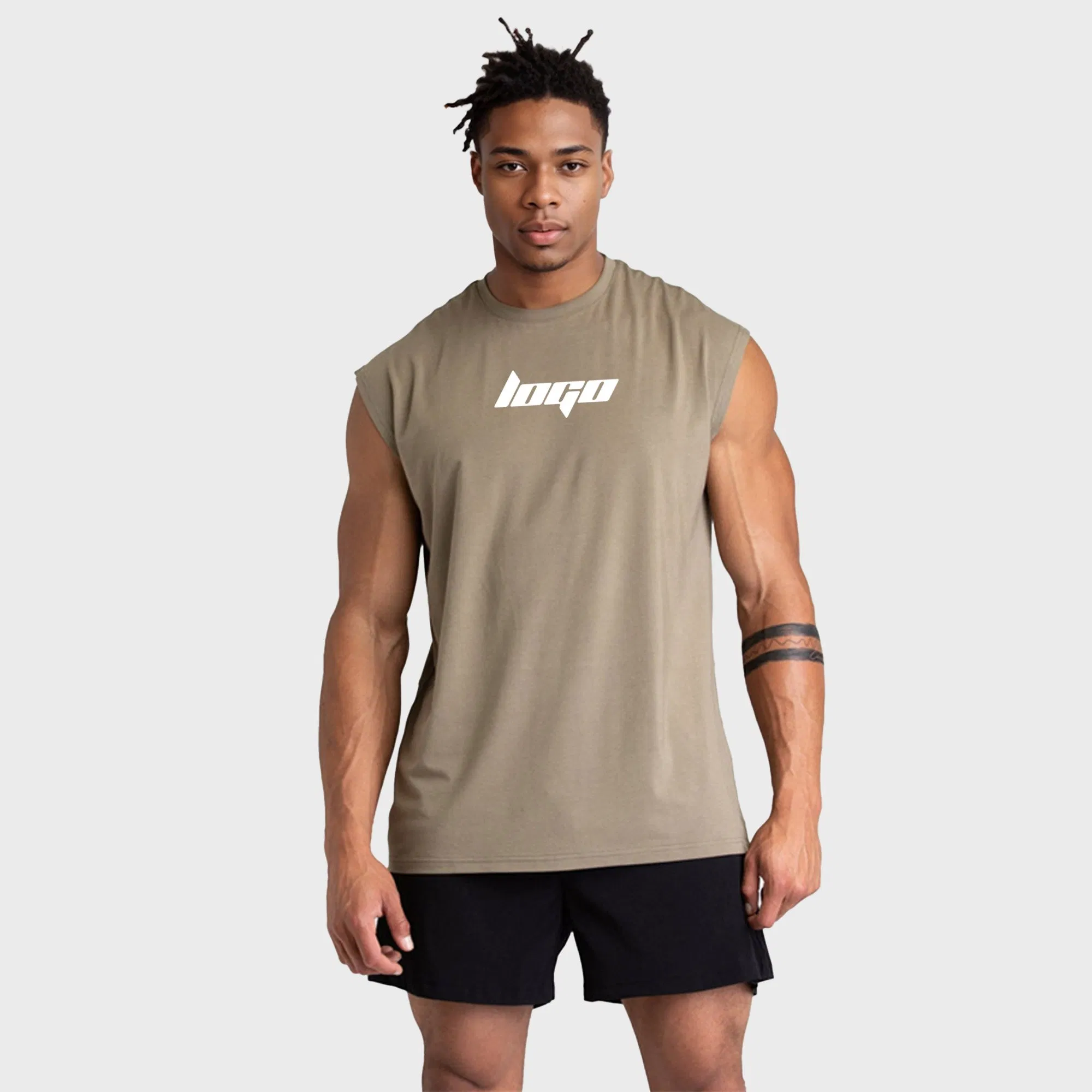 Fabricante Esportivo Respirável Treino Masculino Musculoso Branco Bodybuilding Algodão Treinamento Academia Personalizado Corrida Regatas Masculinas
