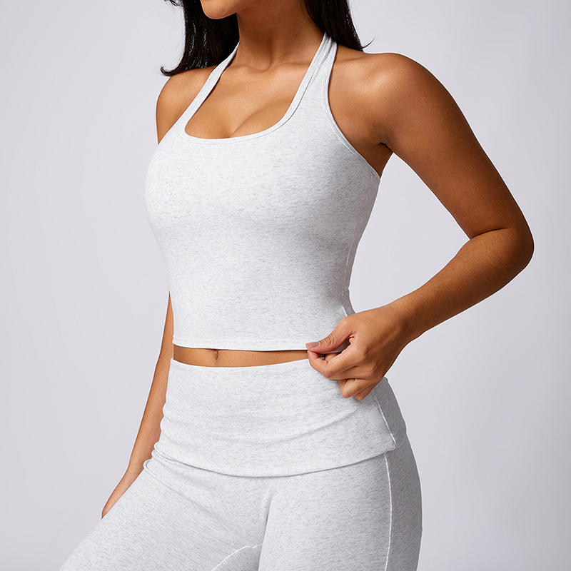 Top de treino cropped feminino com alças, sutiã embutido e acolchoado para ioga e esportes