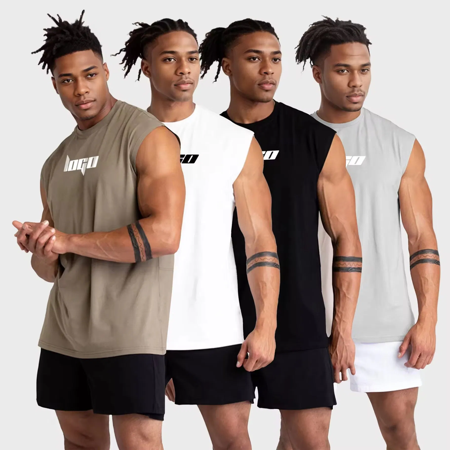 Fabricante Esportivo Respirável Treino Masculino Musculoso Branco Bodybuilding Algodão Treinamento Academia Personalizado Corrida Regatas Masculinas
